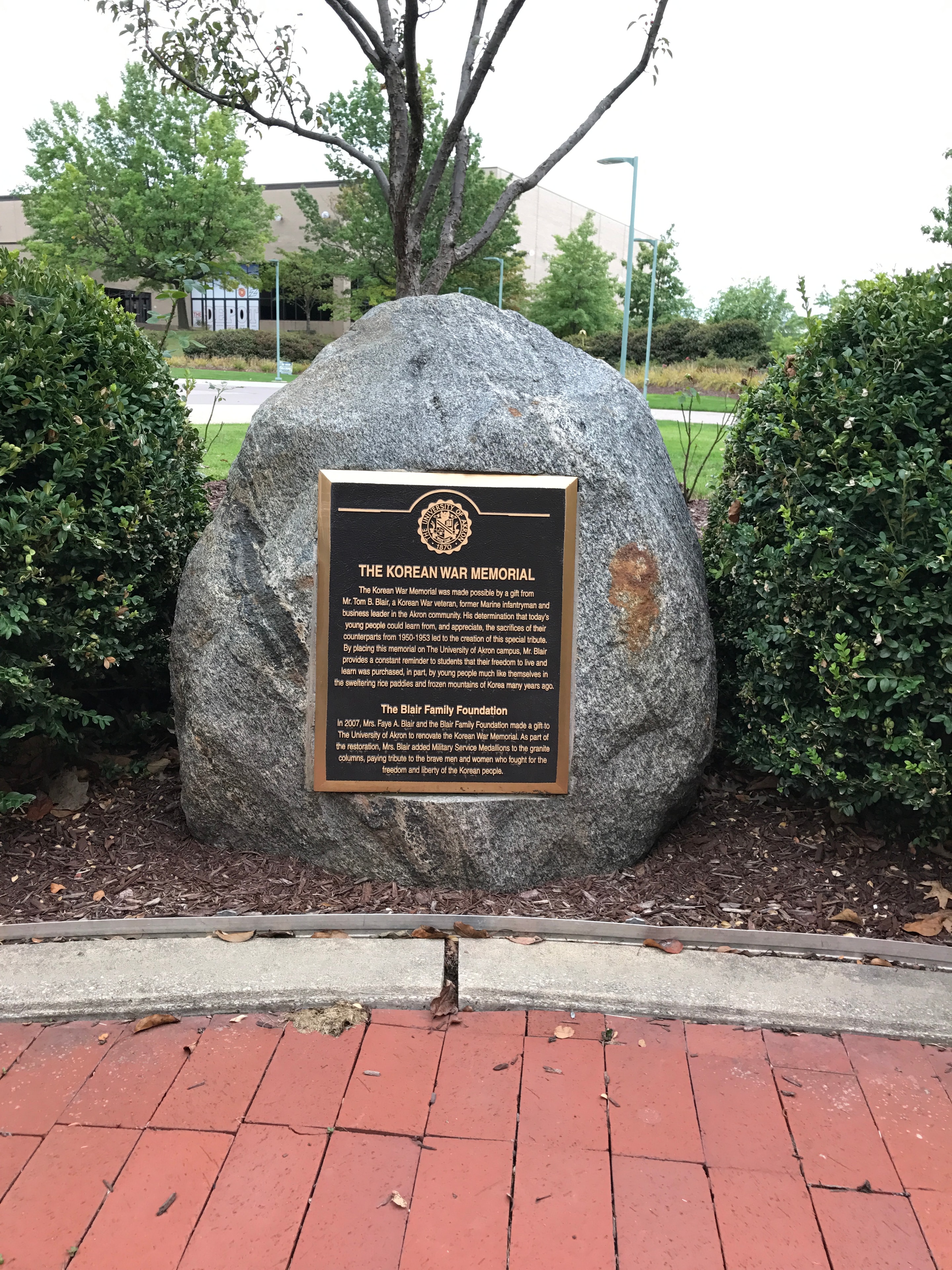 University of Akron Korean War memorial plaque