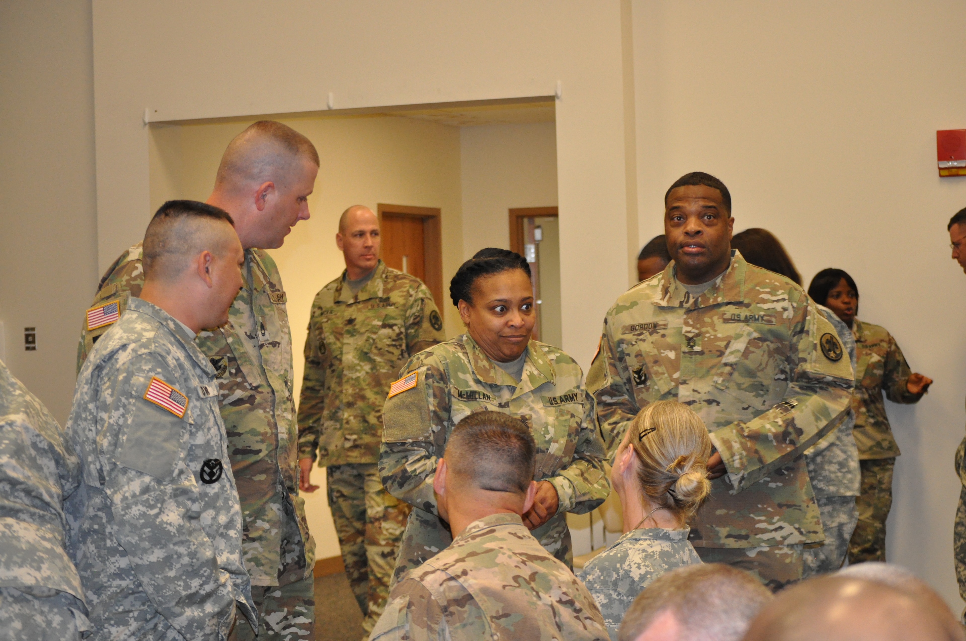 6th Battalion ARCD soldiers, indoor assembly