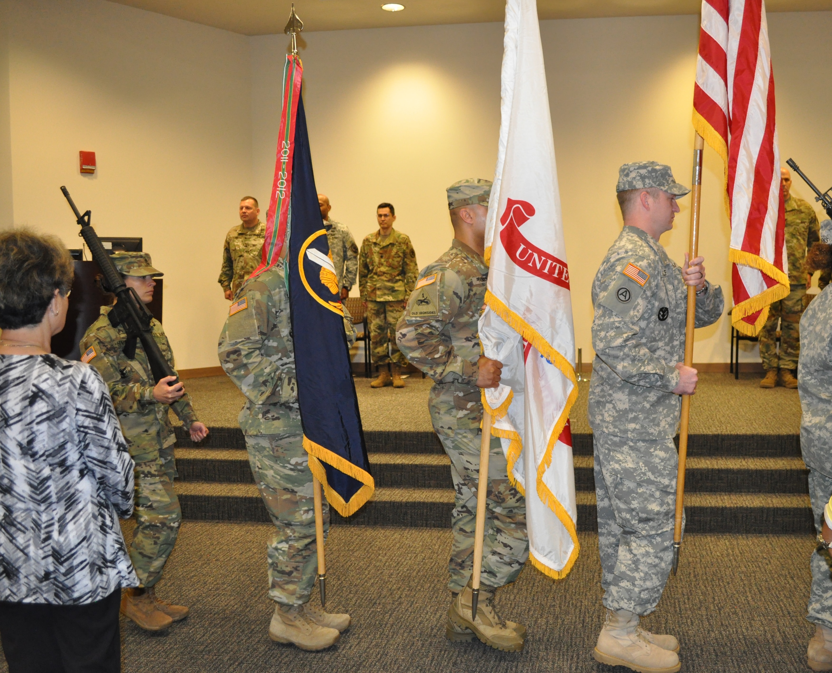 6th Battalion ARCD color guard ceremony, flags presented