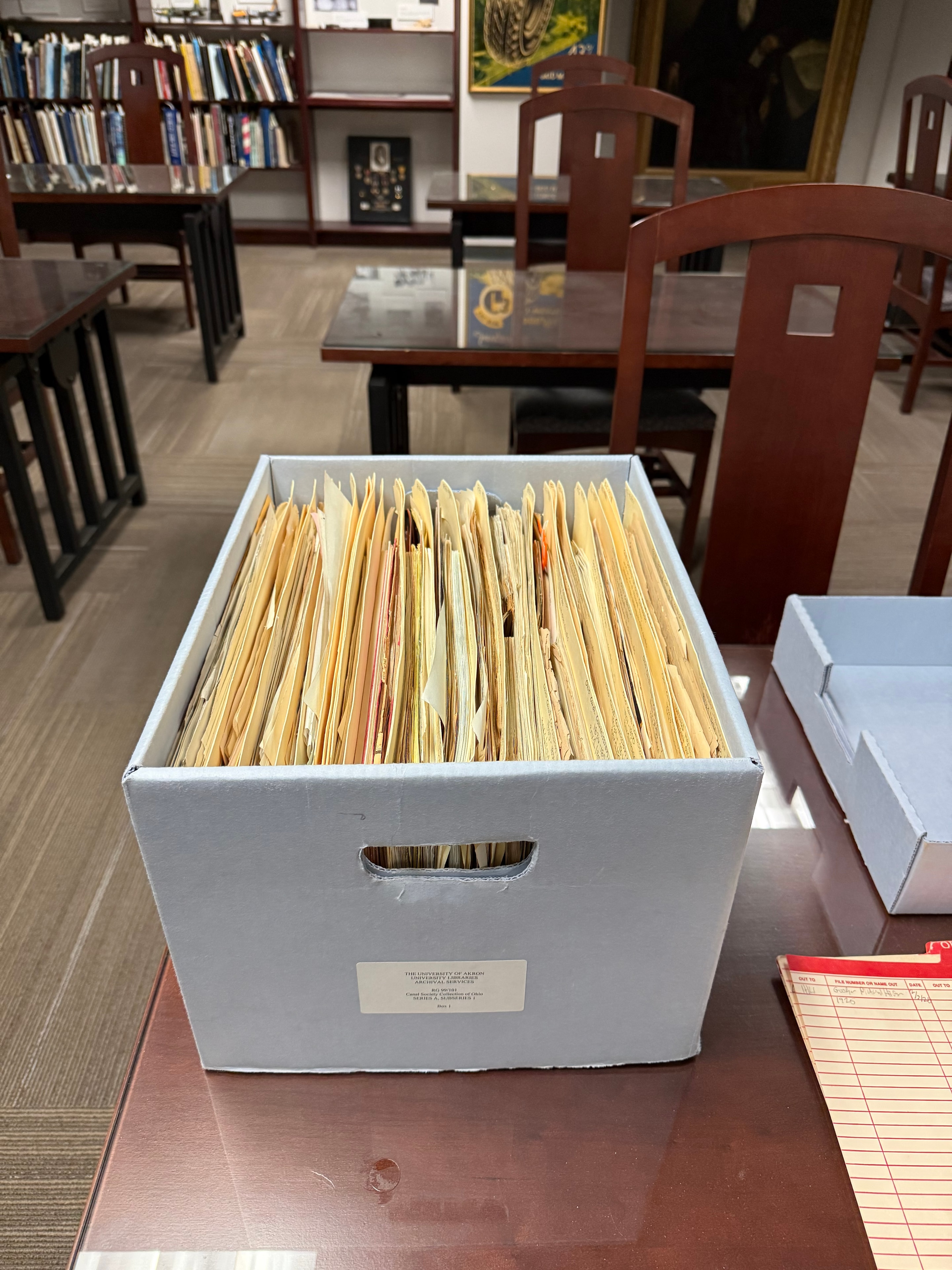 Ohio and Erie Canal collection archival records box