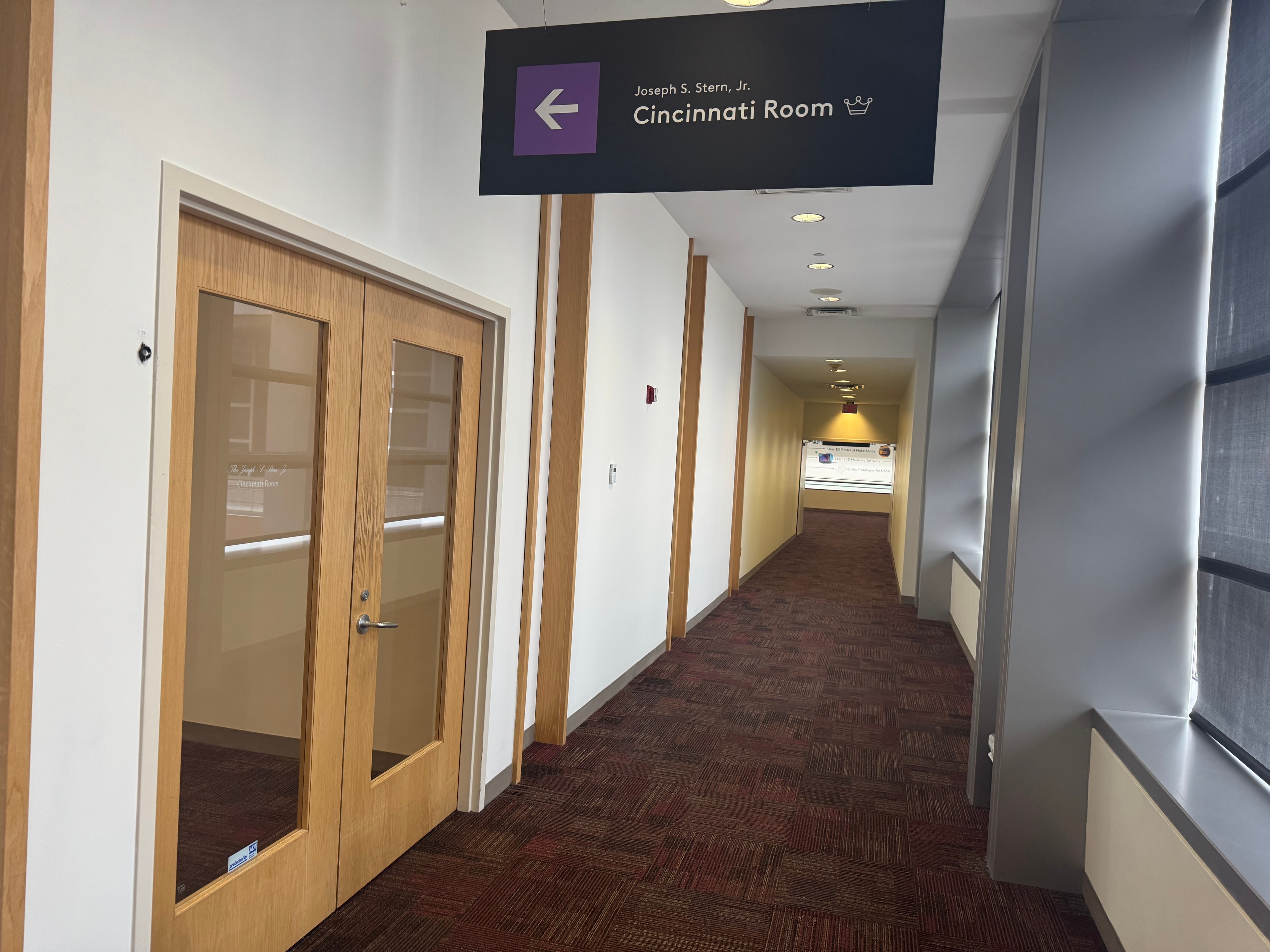 Joseph S. Stern Jr. Cincinnati Room corridor and entrance doors