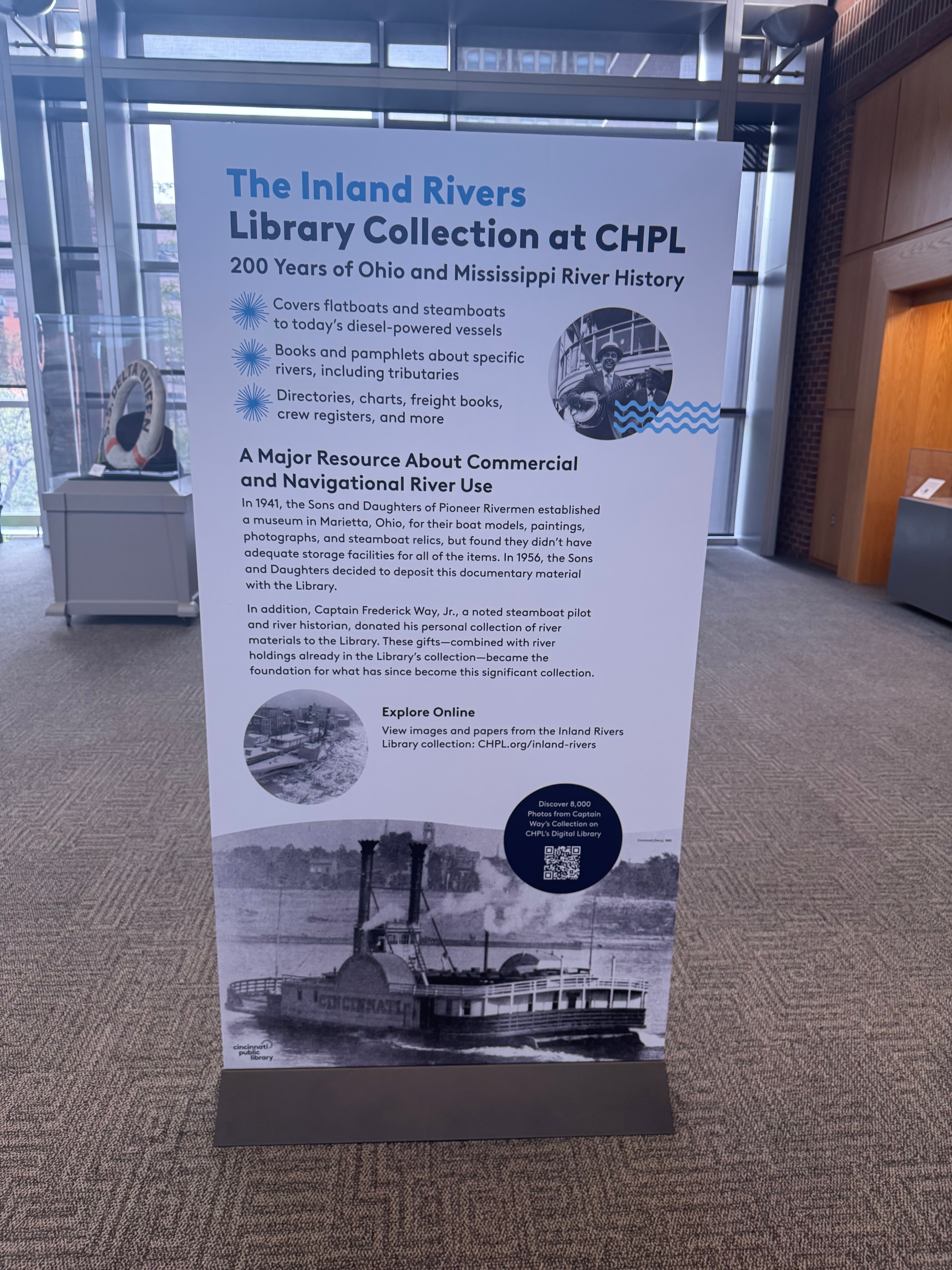 Inland Rivers Library Collection interpretive exhibit panel
