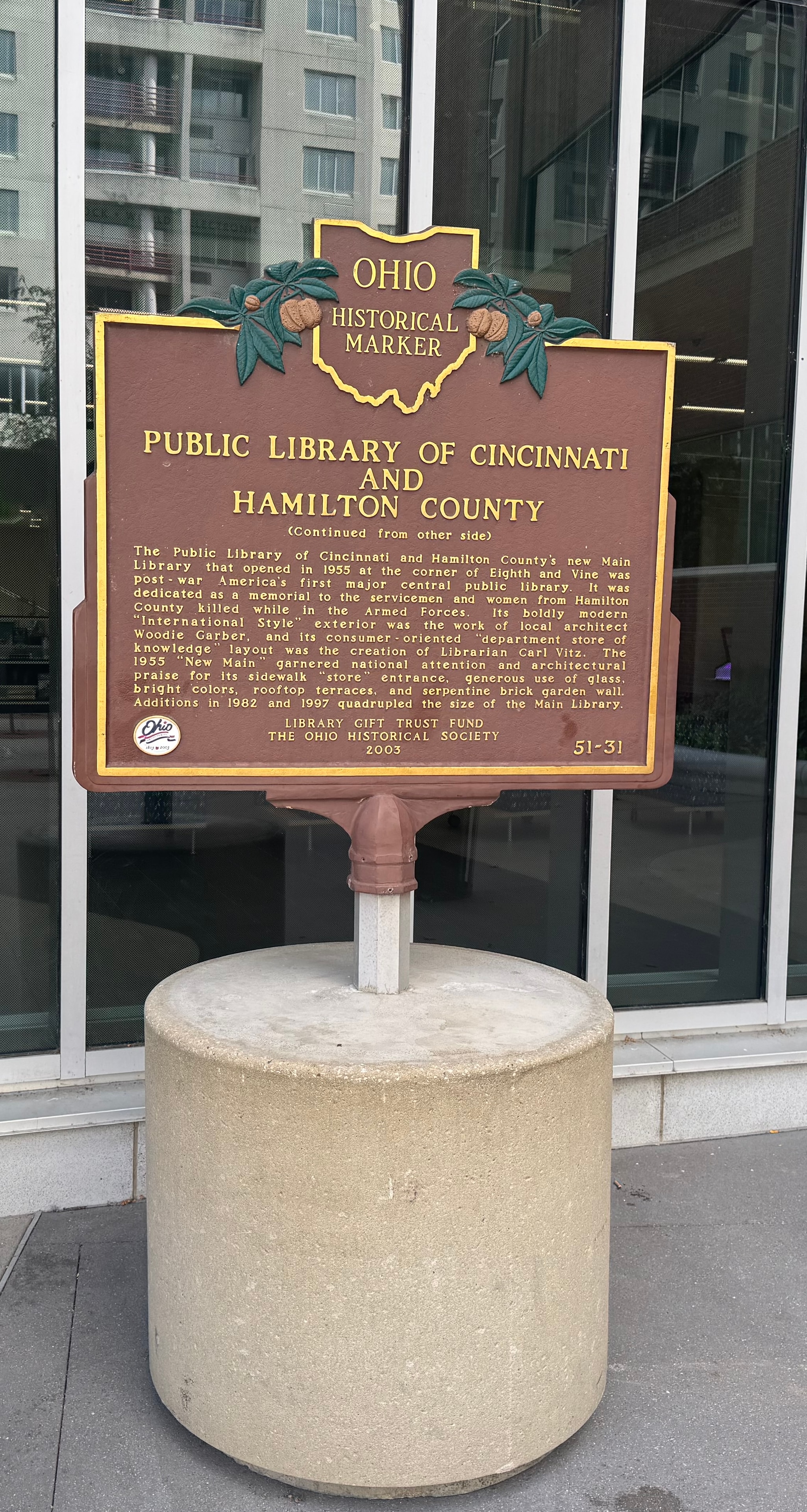 Ohio Historical Marker — Public Library of Cincinnati and Hamilton County